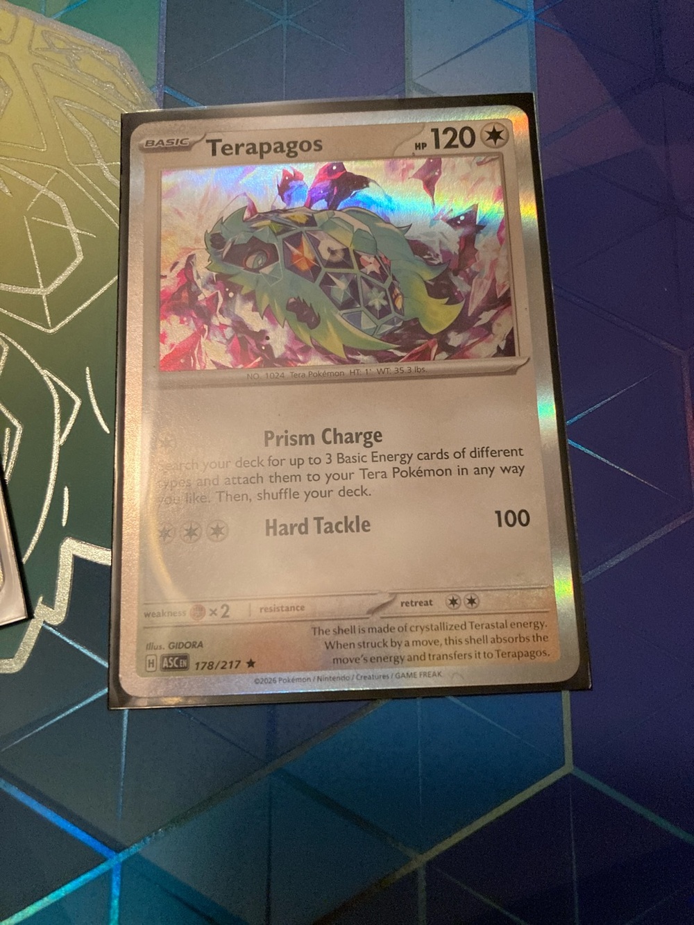Pokemon Terapagos Holofoil Card - White, Green, Pink